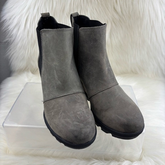 Sorel Shoes - Sorel Gray Ankle Wedges Booties with Suede Texture